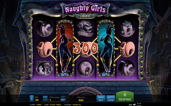 Играй и выигрывай в игровом автомате Naughty Girls Cabaret онлайн на деньги